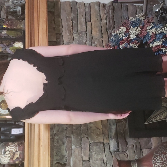 SALE⚡️ADRIANNA PAPELL SILK RUFFLE SZ 10/12 READ - Picture 4 of 13